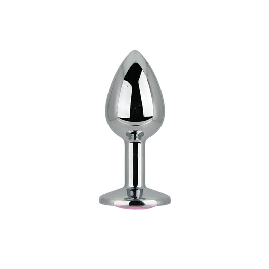 Toosh Silver Metal Butt Plug Small Pink Stone