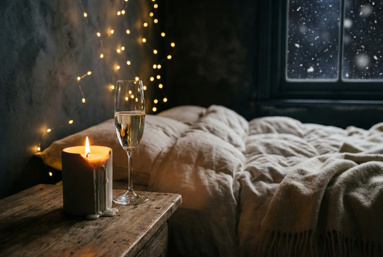 Luxury adult Christmas gifts and stocking fillers, featuring premium sex toys and festive lingerie, styled in a sophisticated holiday setting.