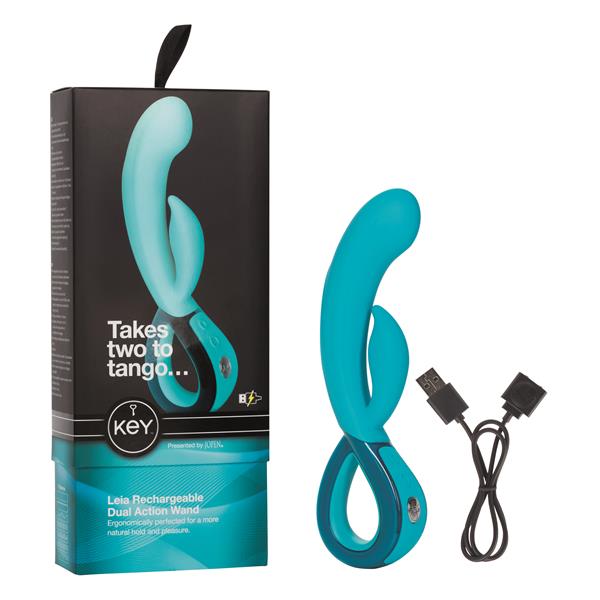 California Exotics Key by Jopen Leia Designer Dual Motor Massager - Robin Egg Blue