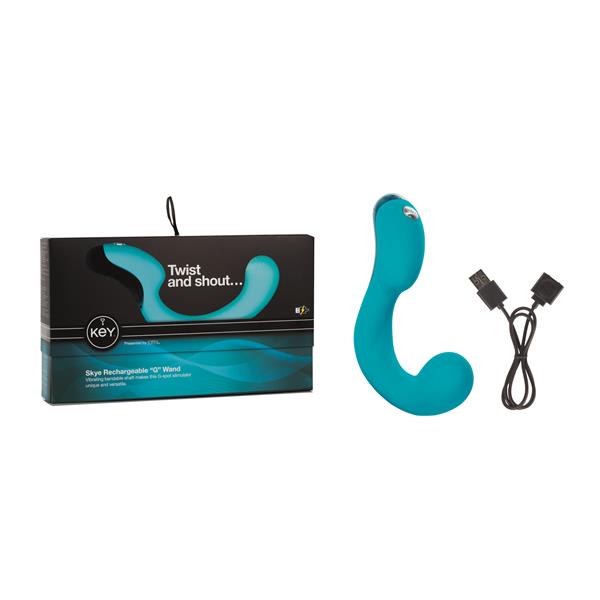 California Exotics Key by Jopen Skye Rechargeable Ergonomic 'G' Wand - Robin Egg Blue