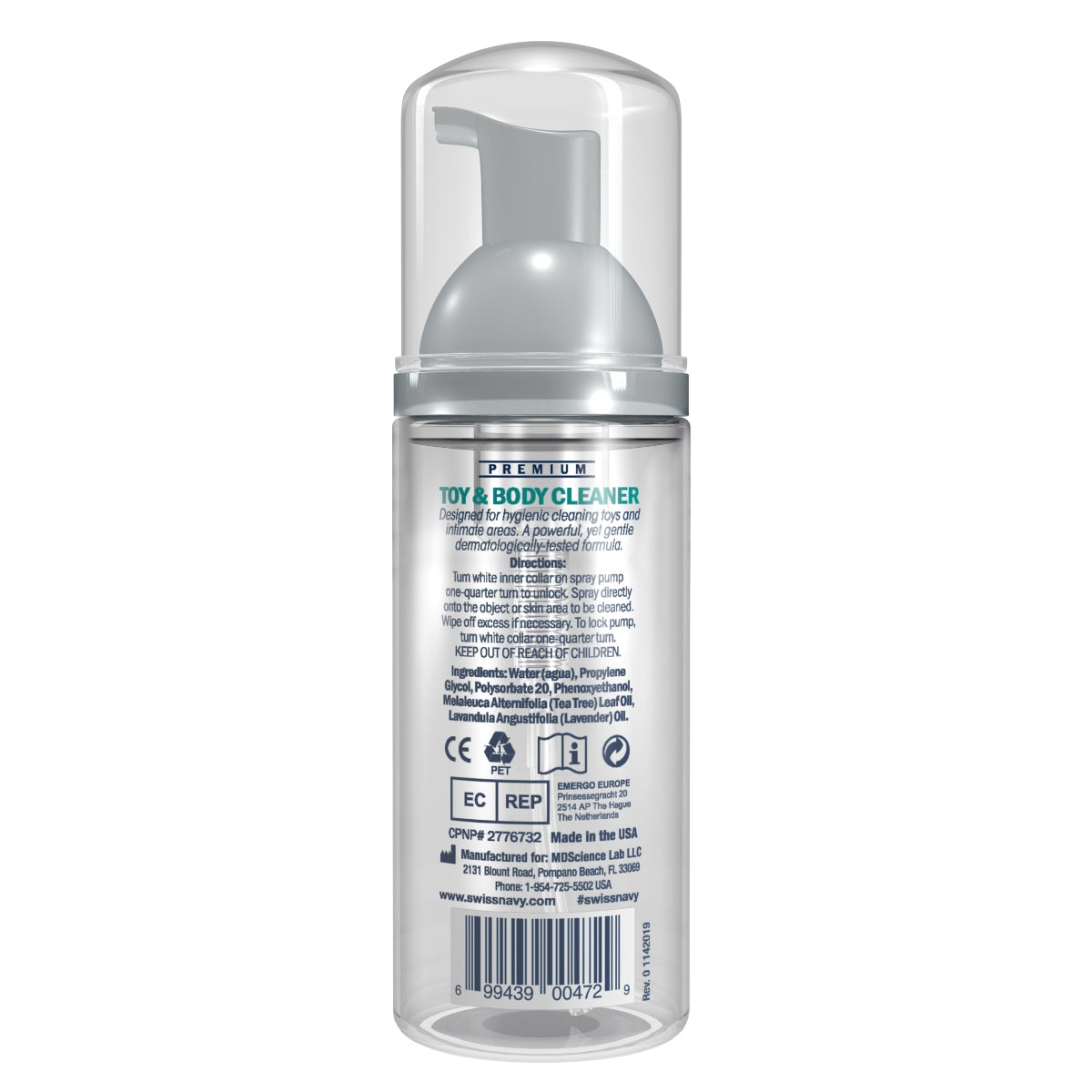 Swiss Navy Toy & Body Cleaner Foaming Dispenser 1.6oz