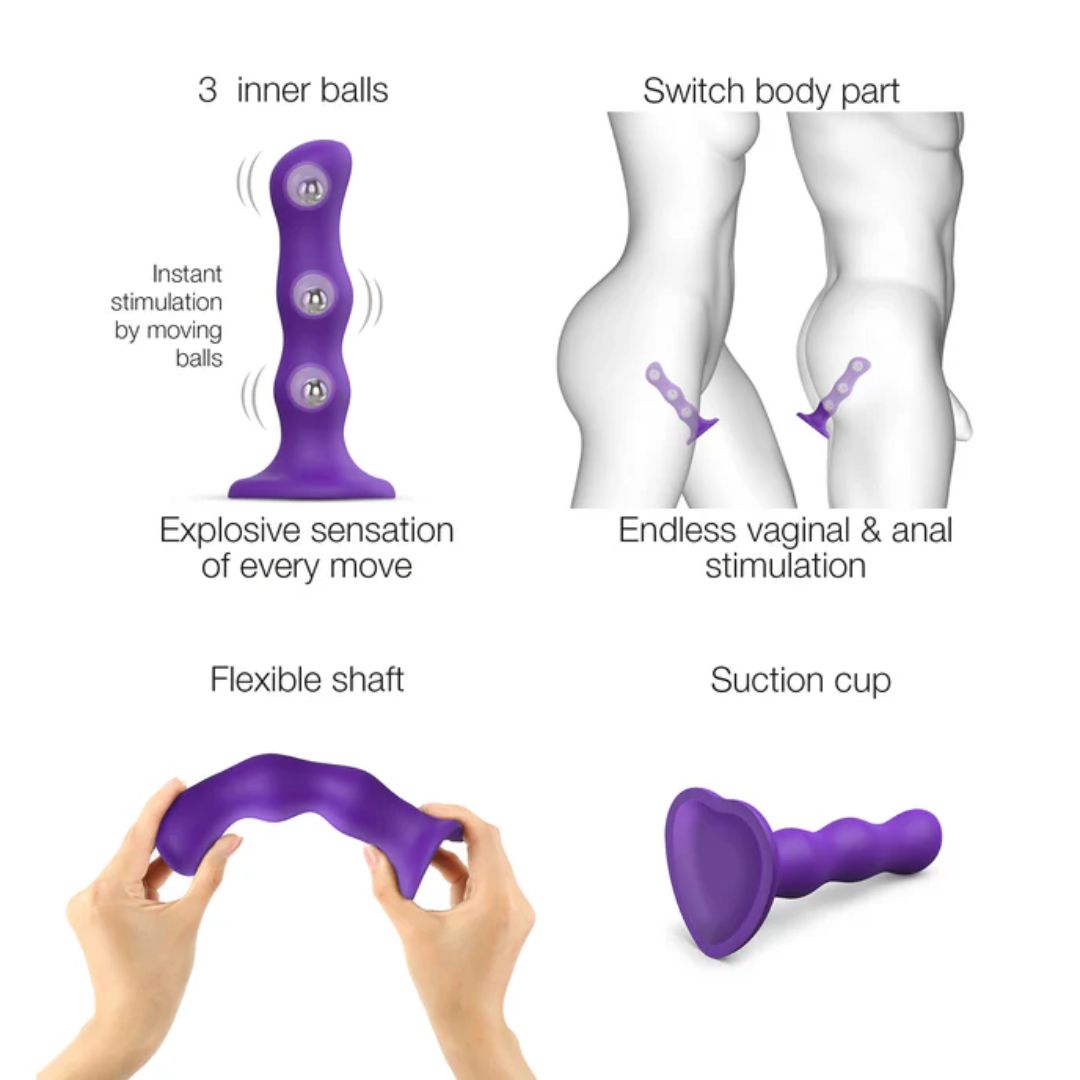 Strap On Me Dildo Geisha Balls - Medium - Purple