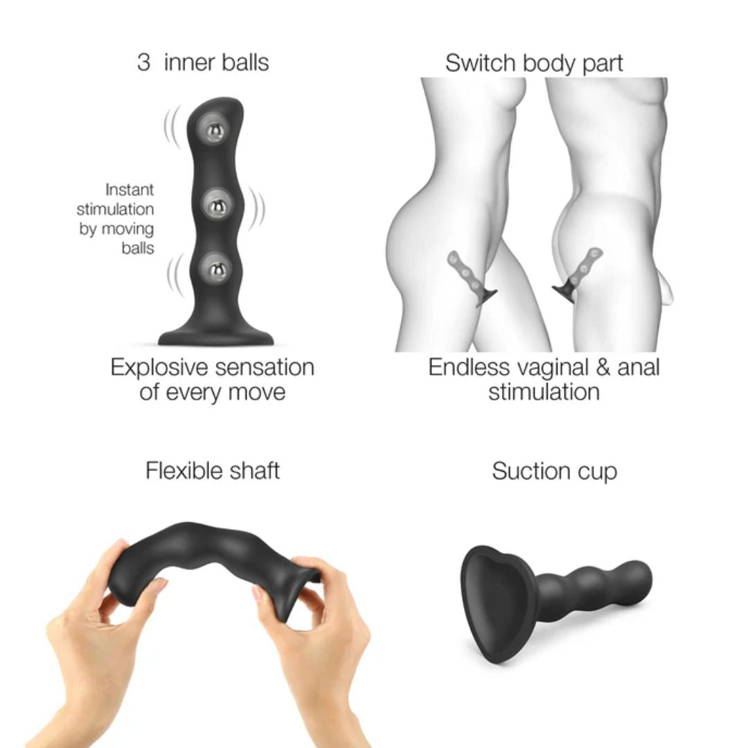 Strap On Me Dildo Geisha Balls - XL - Black