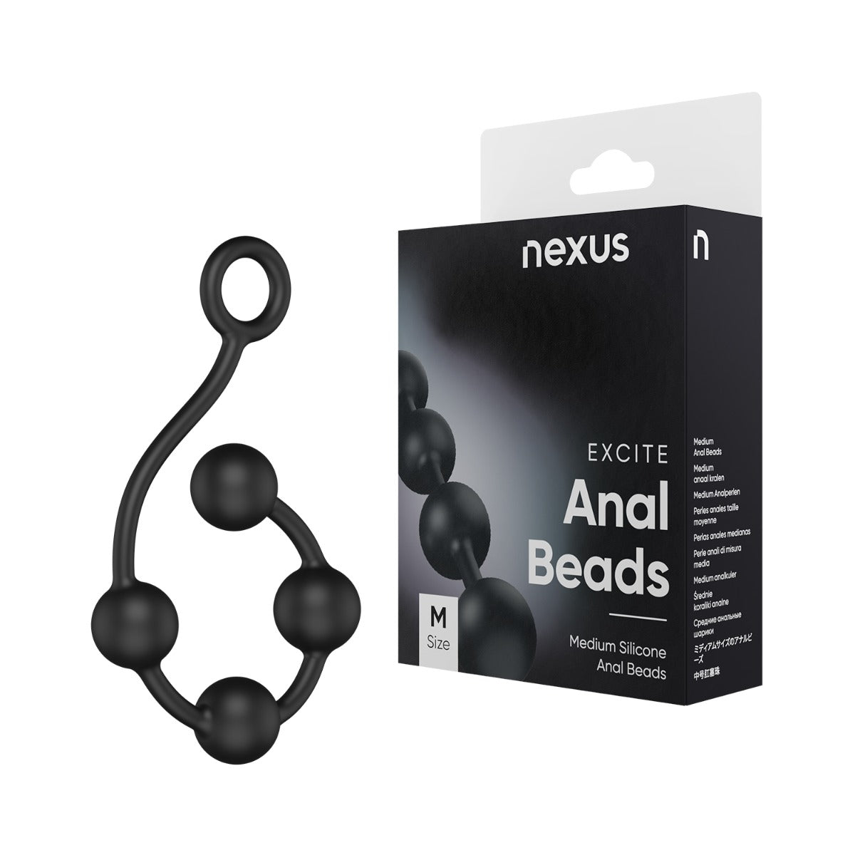 Nexus Excite Silicone Anal Beads Black Medium