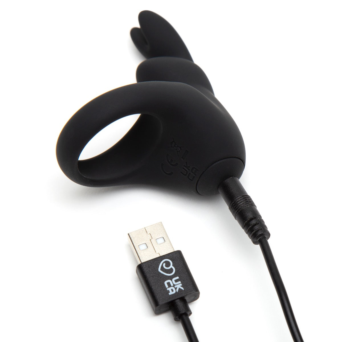 Happy Rabbit Rechargeable Vibrating Rabbit Cock Ring - Black