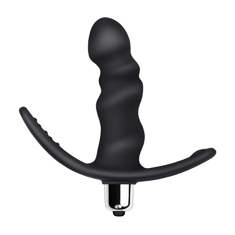 Rev-Pro vibrating prostate massager with ribbed texture and flared base