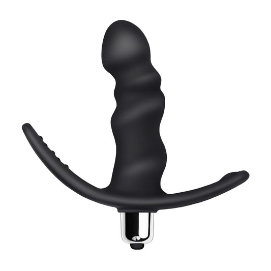 Rev-Pro vibrating prostate massager with ribbed texture and flared base