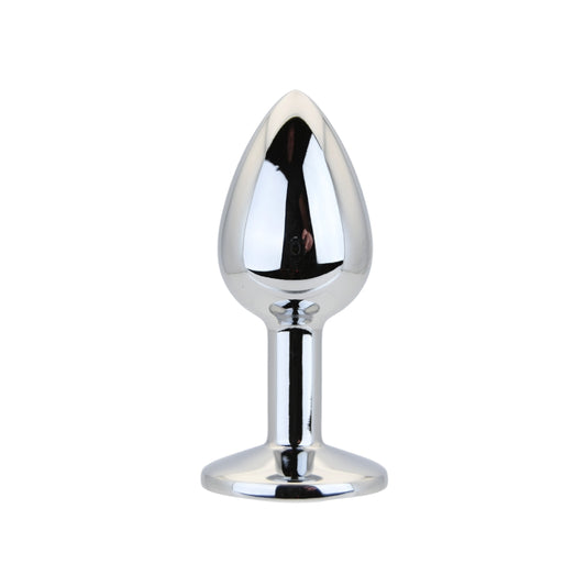 Toosh Silver Metal Butt Plug Small Clear Stone