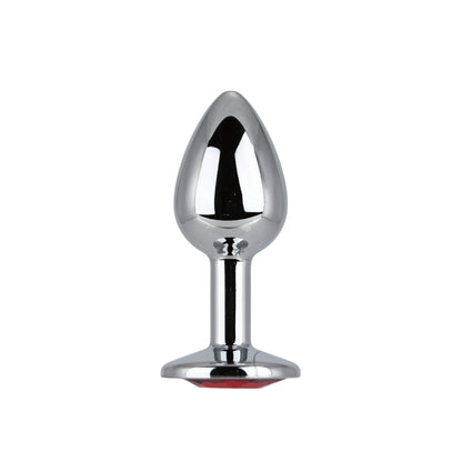 Toosh Silver Metal Butt Plug Small Red Stone