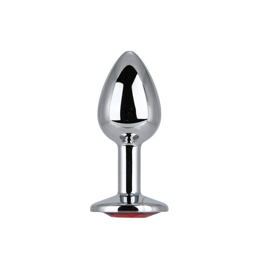 Toosh Silver Metal Butt Plug Small Red Stone