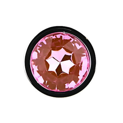Toosh Silver Metal Butt Plug Medium Pink Stone
