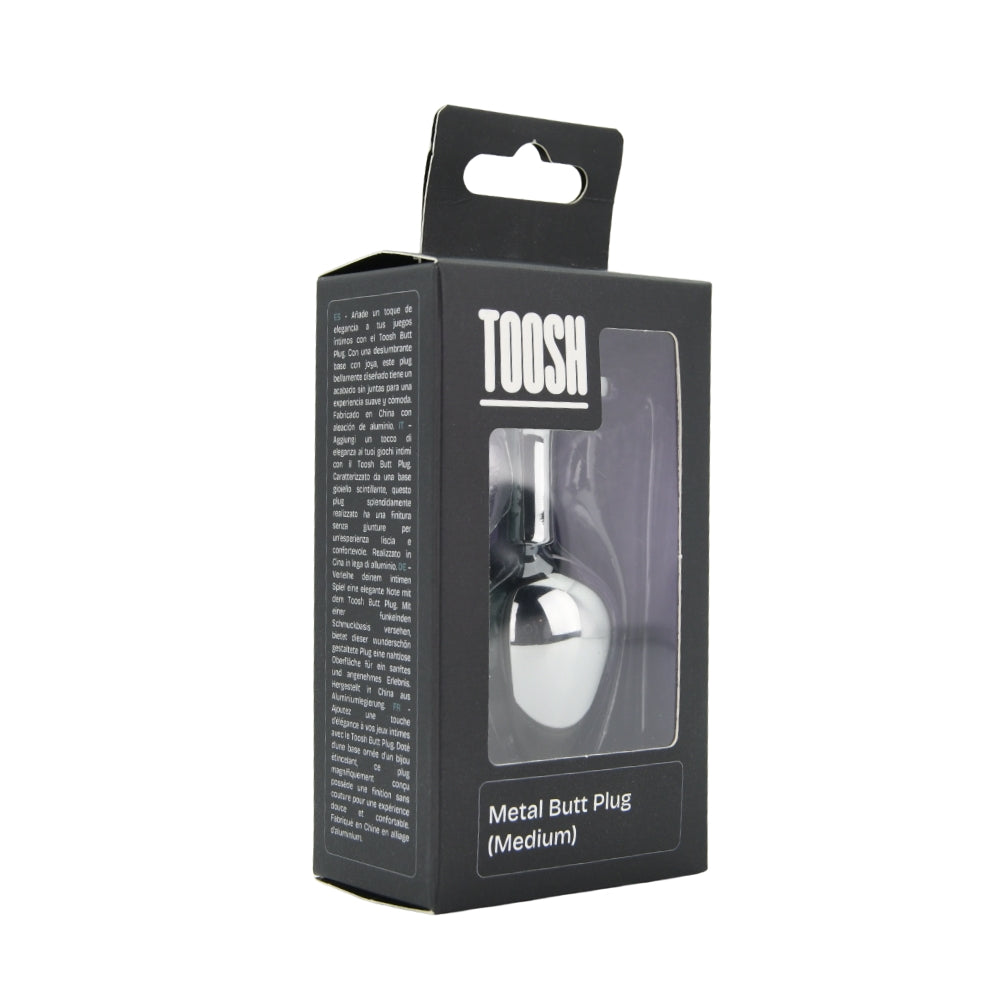 Toosh Silver Metal Butt Plug Medium Pink Stone
