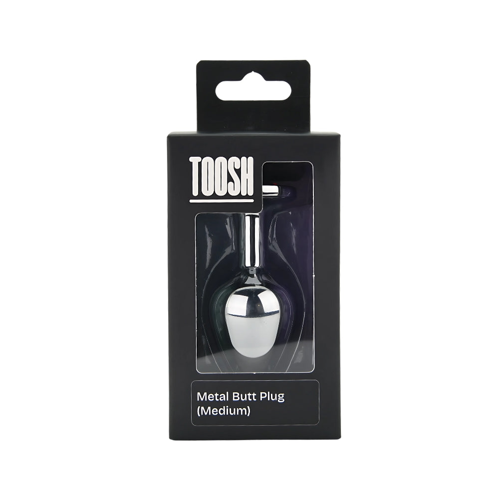 Toosh Silver Metal Butt Plug Medium Pink Stone