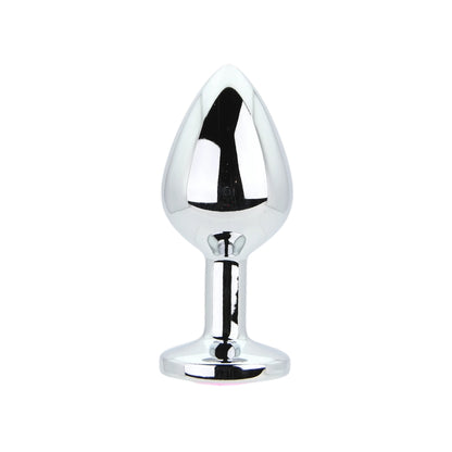 Toosh Silver Metal Butt Plug Medium Pink Stone