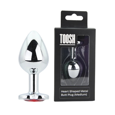 Toosh Heart Shaped Silver with Red Stone Medium