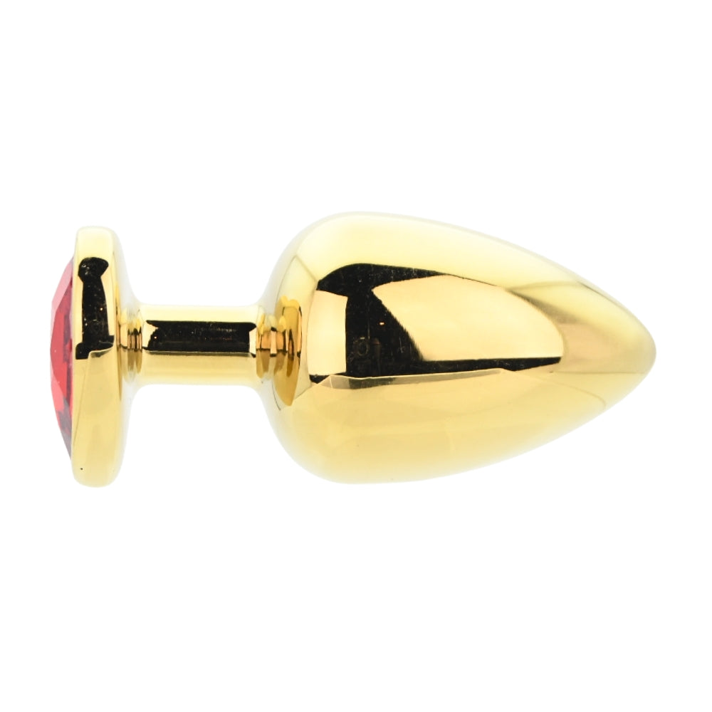 Toosh Gold Heart Butt Plug - Large Red Jewel Metal Toy