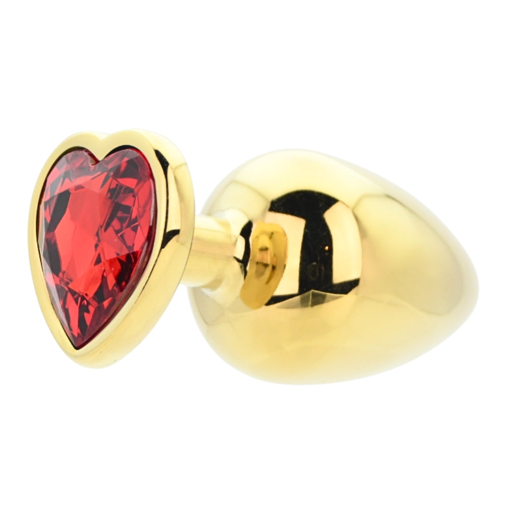 Toosh Gold Heart Butt Plug - Large Red Jewel Metal Toy