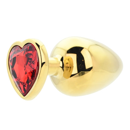 Toosh Gold Heart Butt Plug - Large Red Jewel Metal Toy