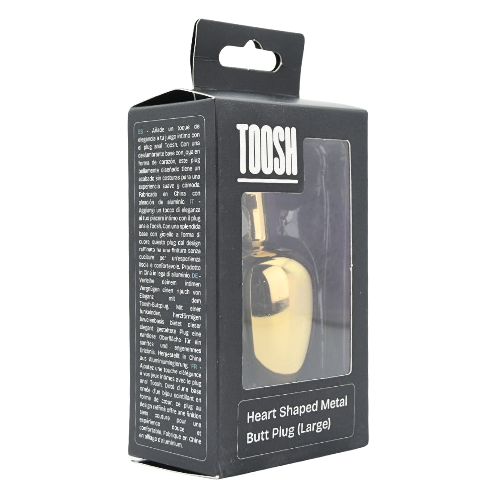 Toosh Gold Heart Butt Plug - Large Red Jewel Metal Toy