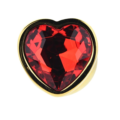 Toosh Gold Heart Butt Plug - Large Red Jewel Metal Toy