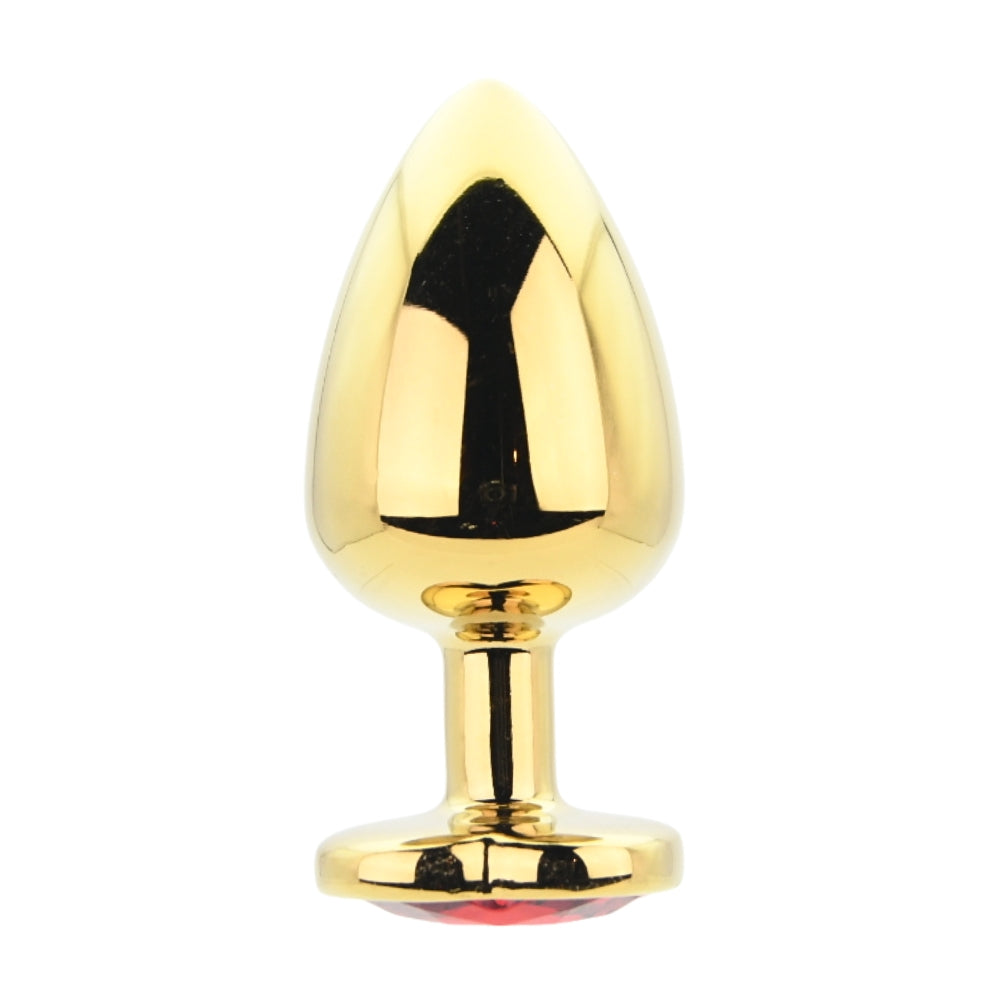 Toosh Gold Heart Butt Plug - Large Red Jewel Metal Toy