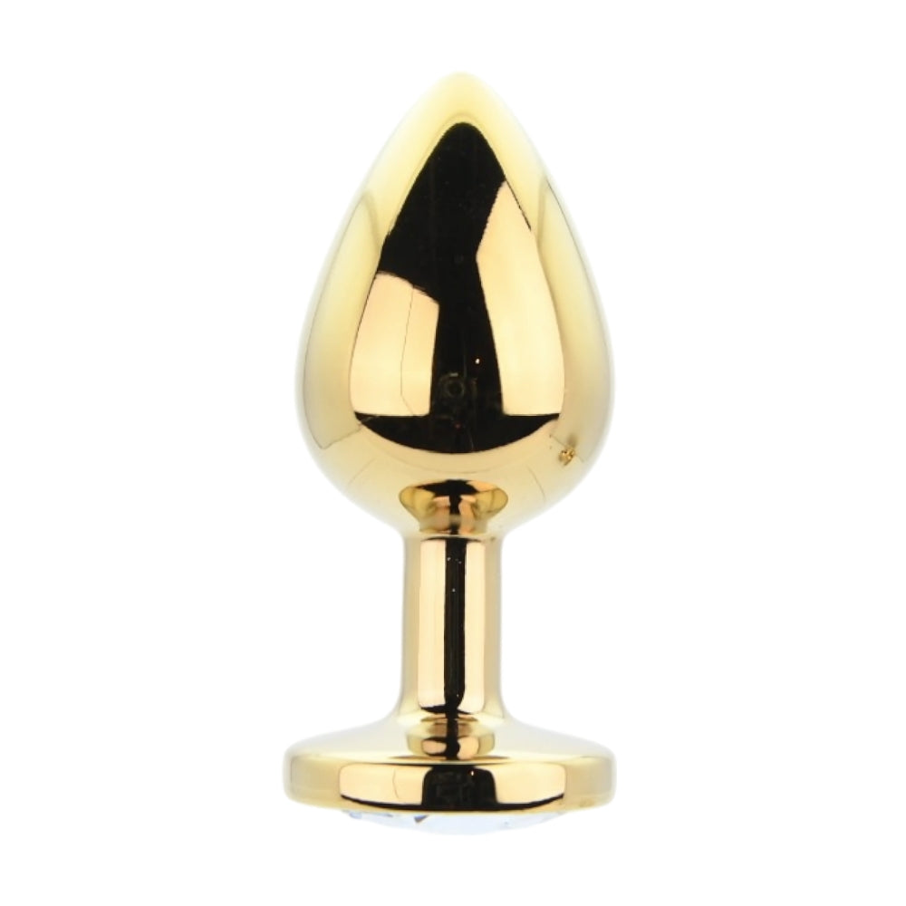 Toosh Gold Metal Butt Plug Set - 3 Sizes with Clear Jewel
