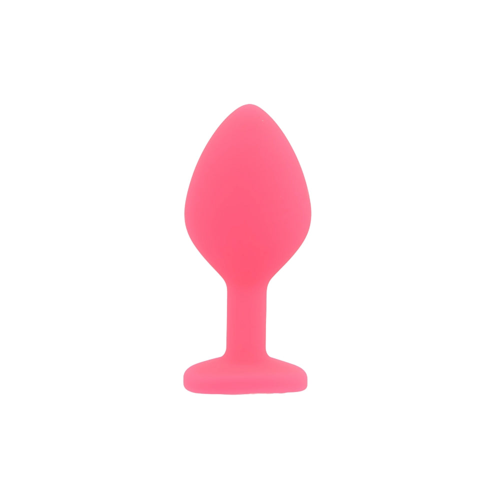 Toosh Pink Silicone Butt Plug Set - 3 Sizes with Clear Jewel