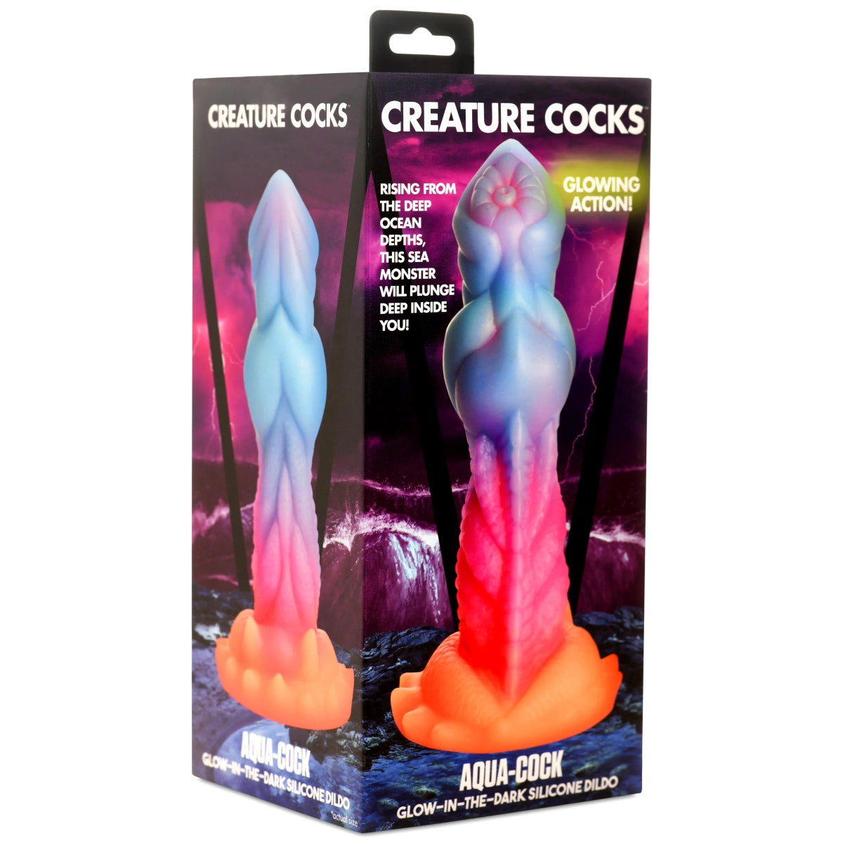 Creature Cocks Aqua Cock Glow in the Dark Silicone Dildo