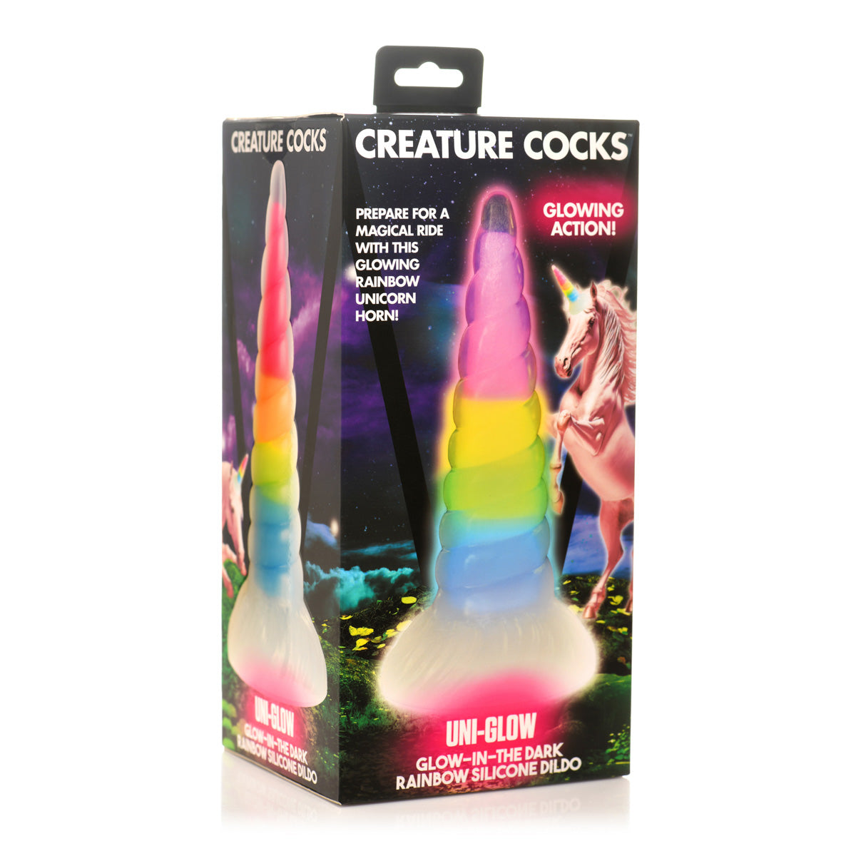 Creature Cocks Uni-Glow Rainbow Glow Silicone Dildo