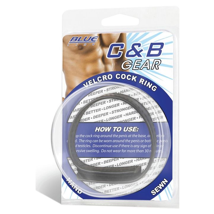 Blue Line Velcro Cock Ring Black