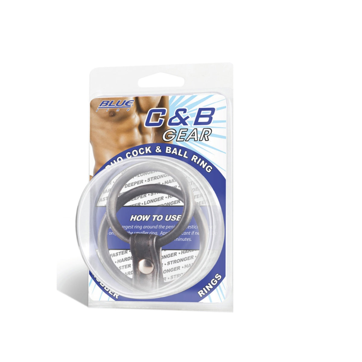 Blue Line Duo Cock And Ball Ring Black