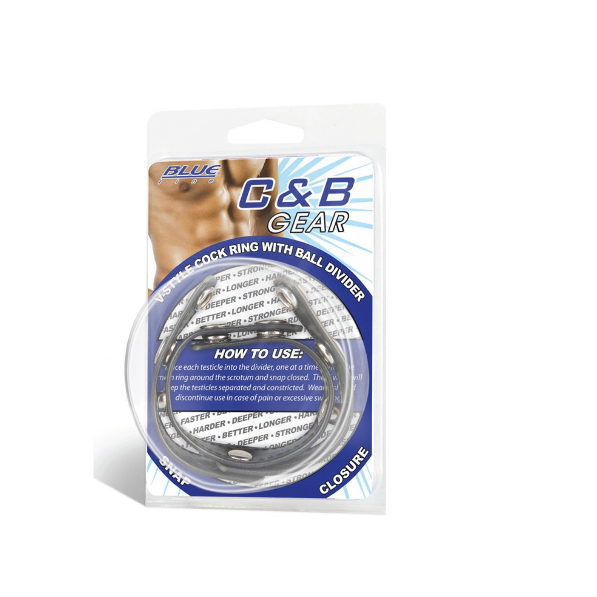 Blue Line V Style Cock Ring Ball Divider Black