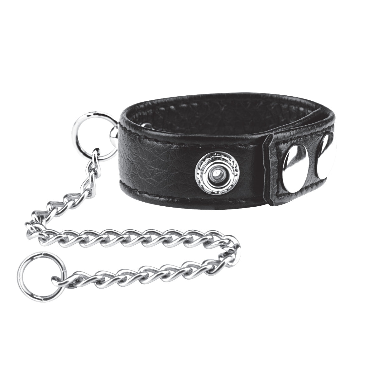 Blue Line Snap Cock Ring With Leash Black