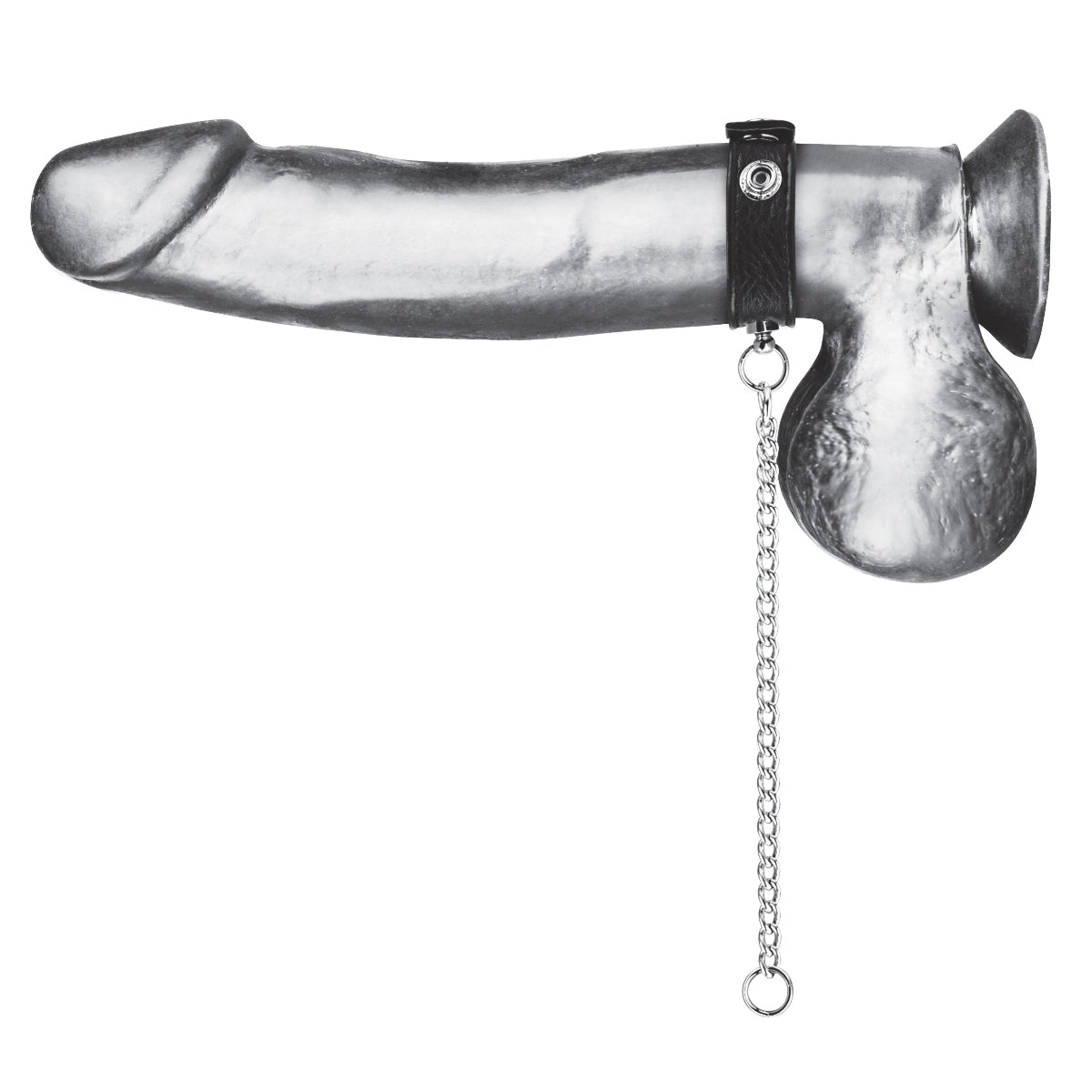 Blue Line Snap Cock Ring With Leash Black