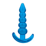 Blue Line Medium Beaded Anal Butt Plug Blue 4.5 Inch