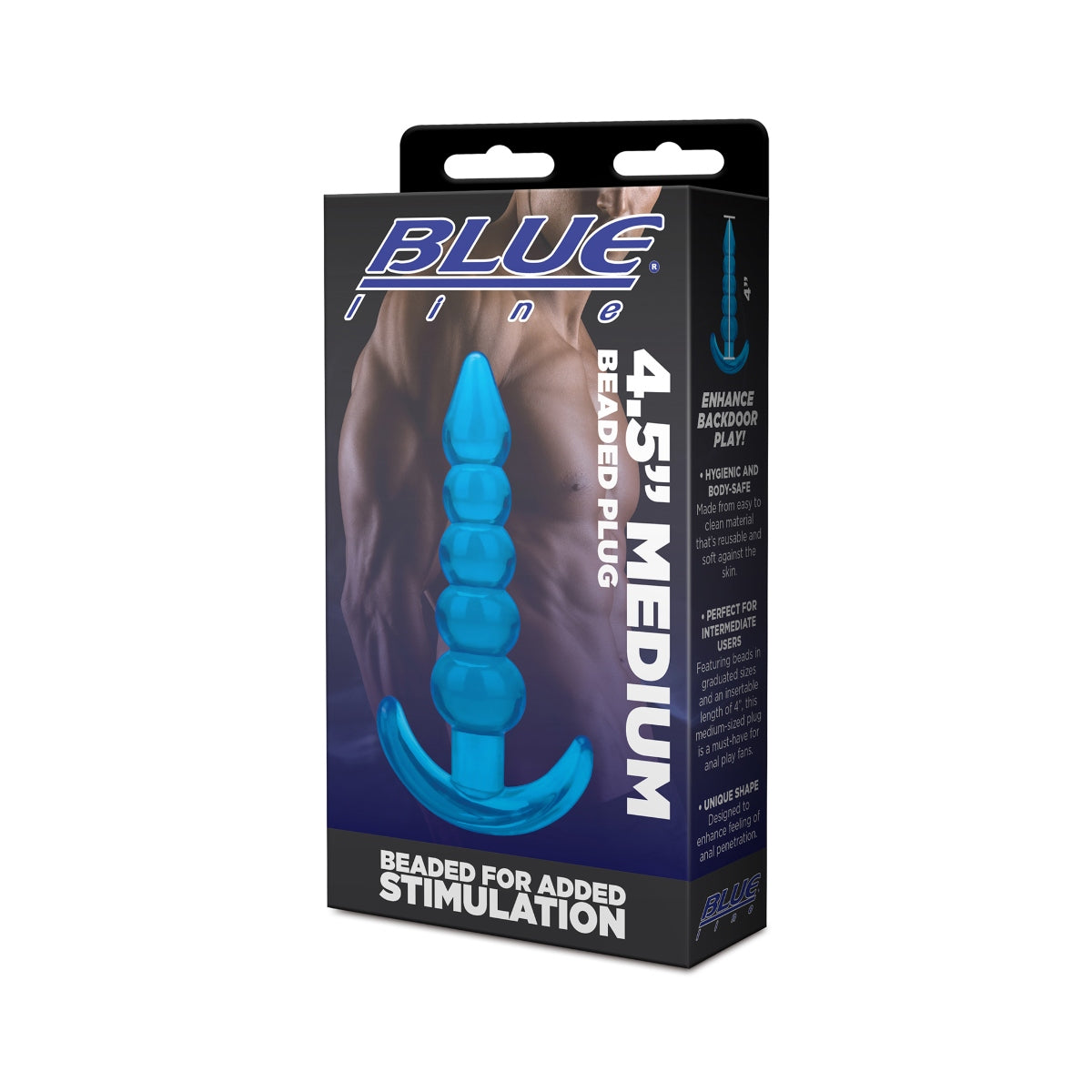 Blue Line Medium Beaded Anal Butt Plug Blue 4.5 Inch