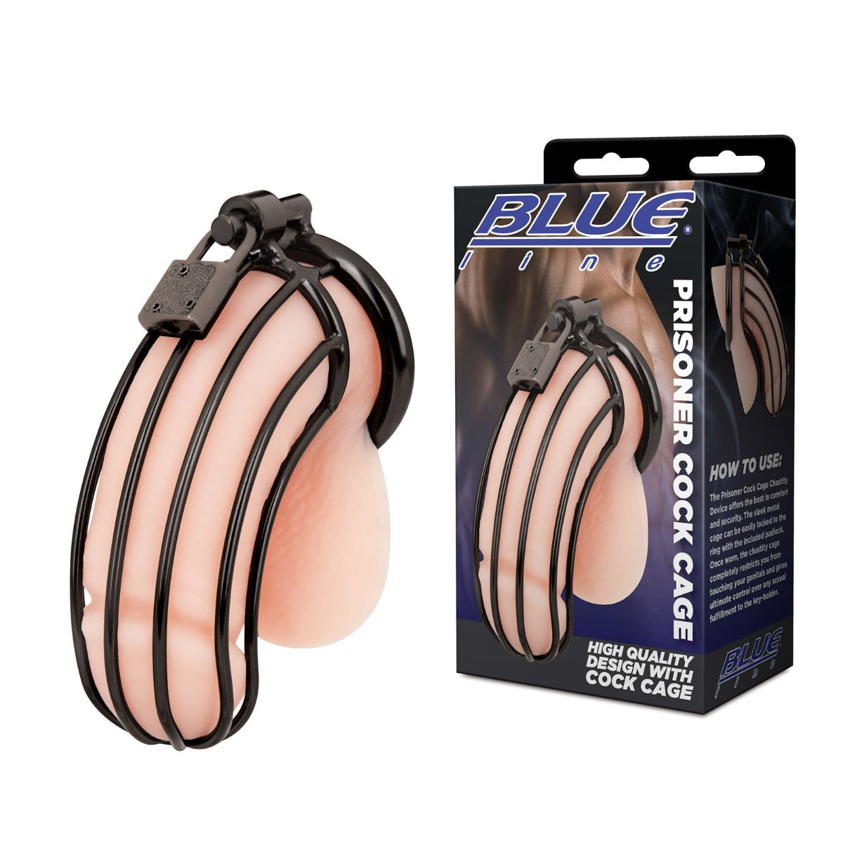 Blue Line Prisoner Cock Cage Black