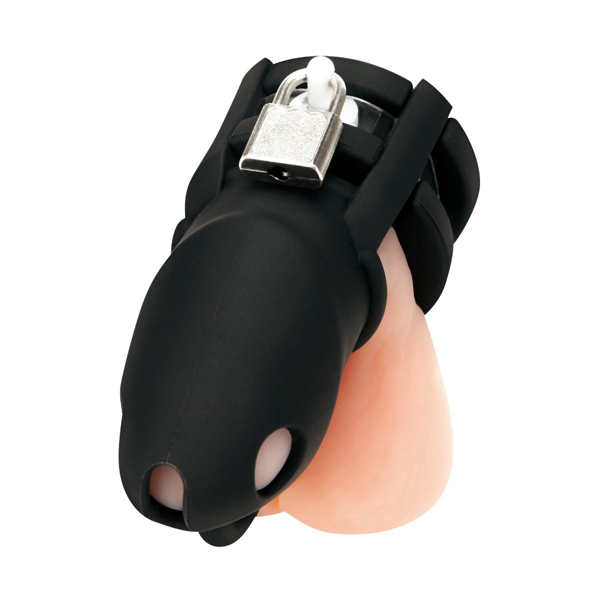 Blue Line Silicone Cock Cage With Ball Divider Black