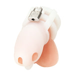 Blue Line Silicone Cock Cage With Ball Divider White