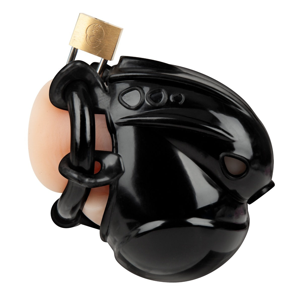 Blue Line Full Restraint Silicone Cock & Balls Chastity Device Black