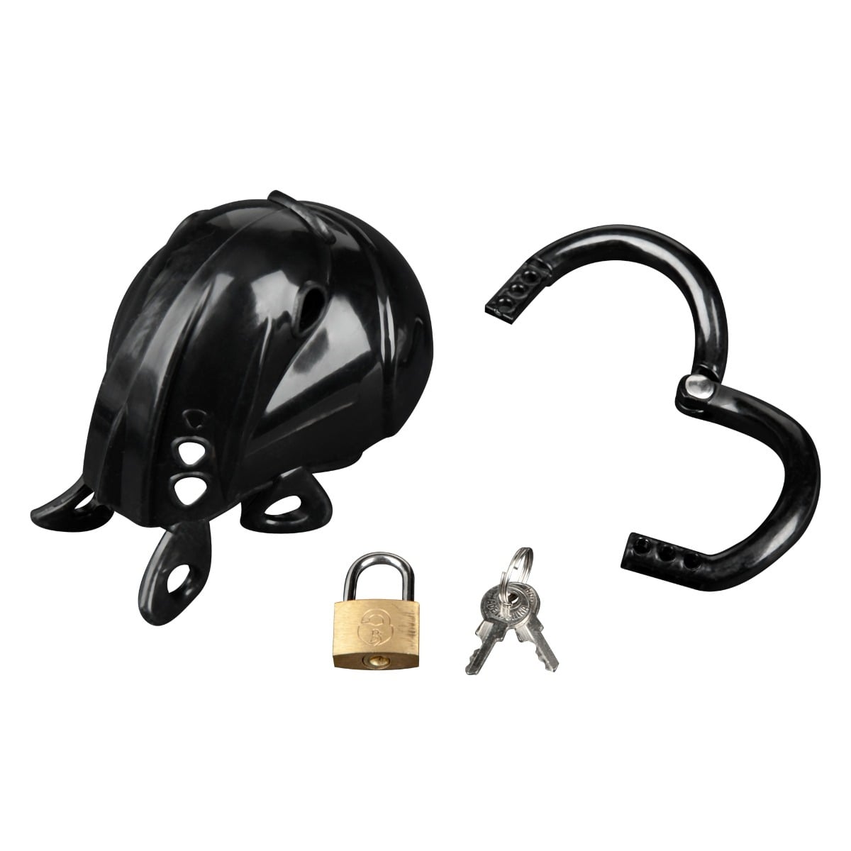 Blue Line Full Restraint Silicone Cock & Balls Chastity Device Black