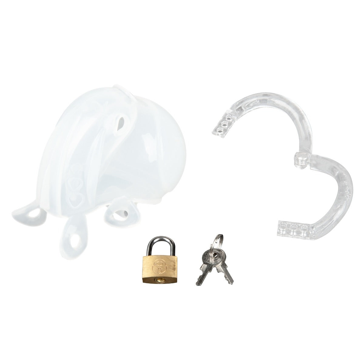 Blue Line Full Restraint Silicone Cock & Balls Chastity Device White