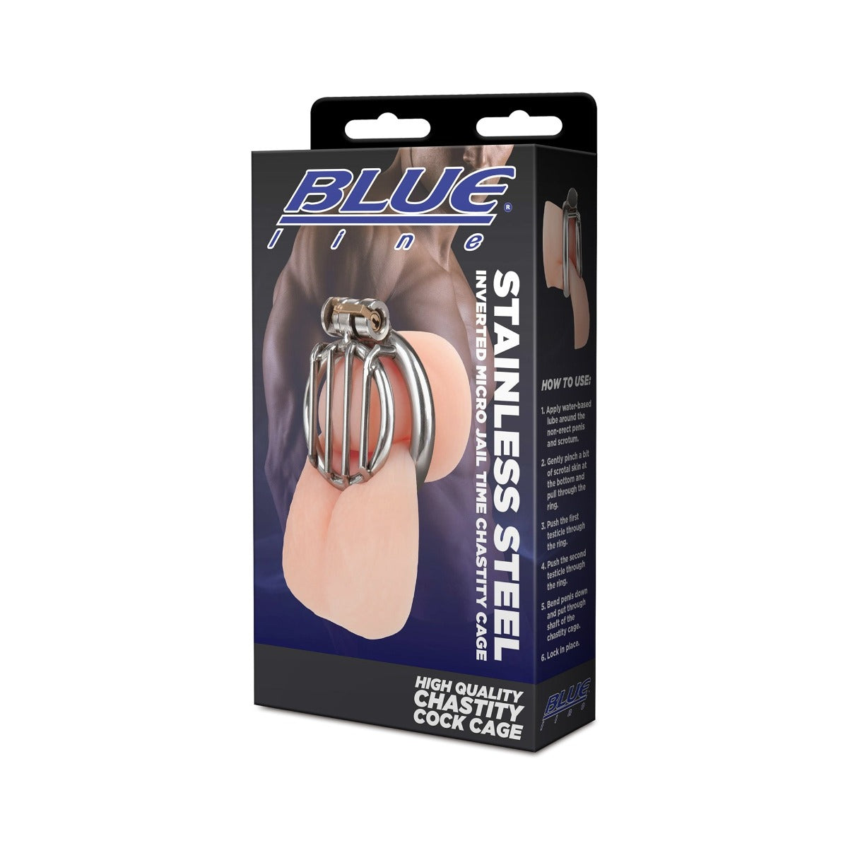 Blue Line Stainless Steel Inverted Micro Chastity Cage