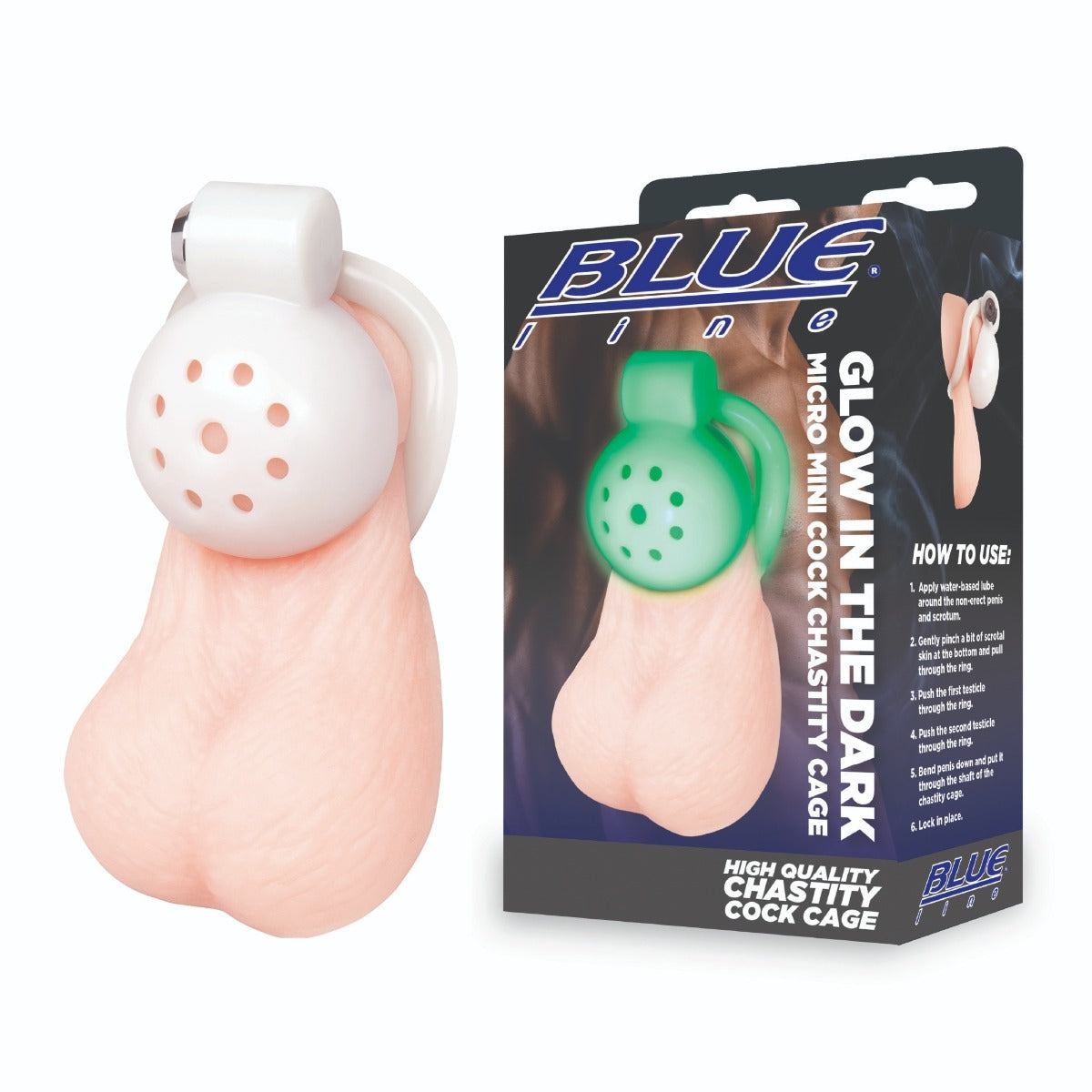 Blue Line Glow In The Dark Micro Mini Chastity Cage