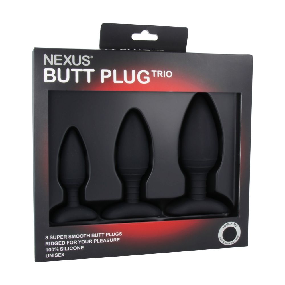 Nexus Butt Plug Trio Black Assorted Set