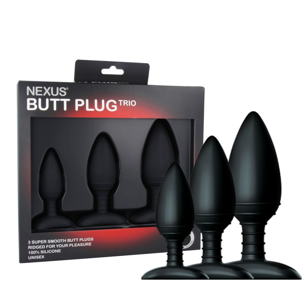 Nexus Butt Plug Trio Black Assorted Set