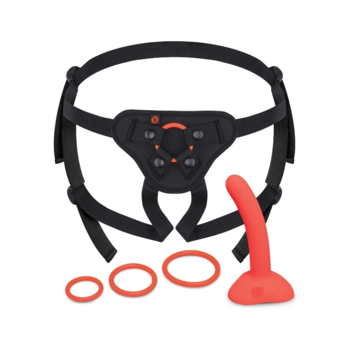 B-Vibe Beginners Strap-On Harness Set Red Black
