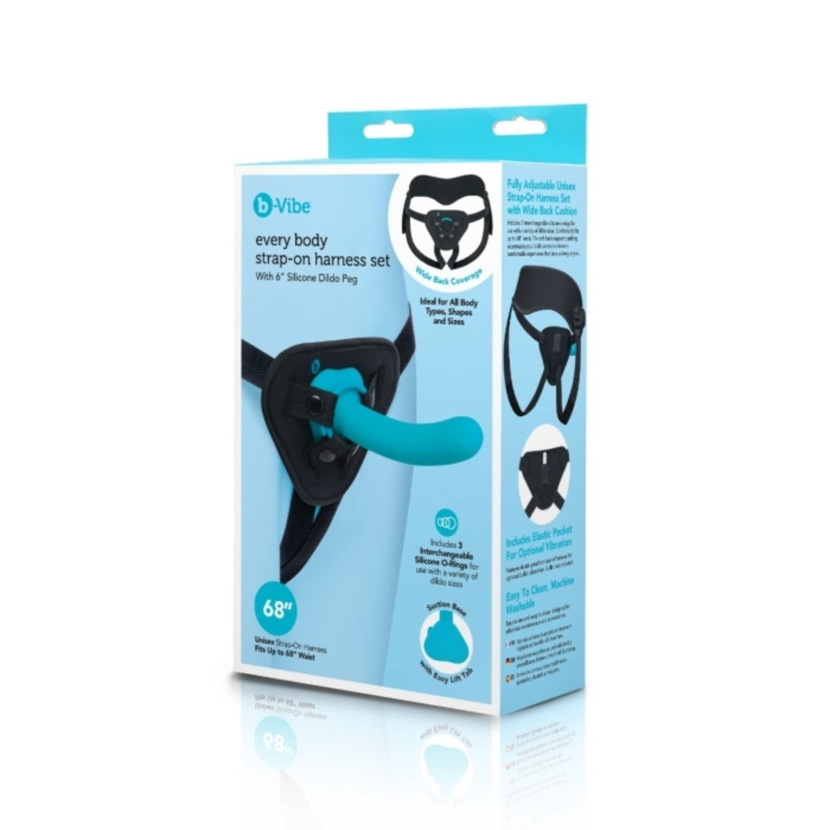B-Vibe Every Body Strap-On Harness Set Teal Black