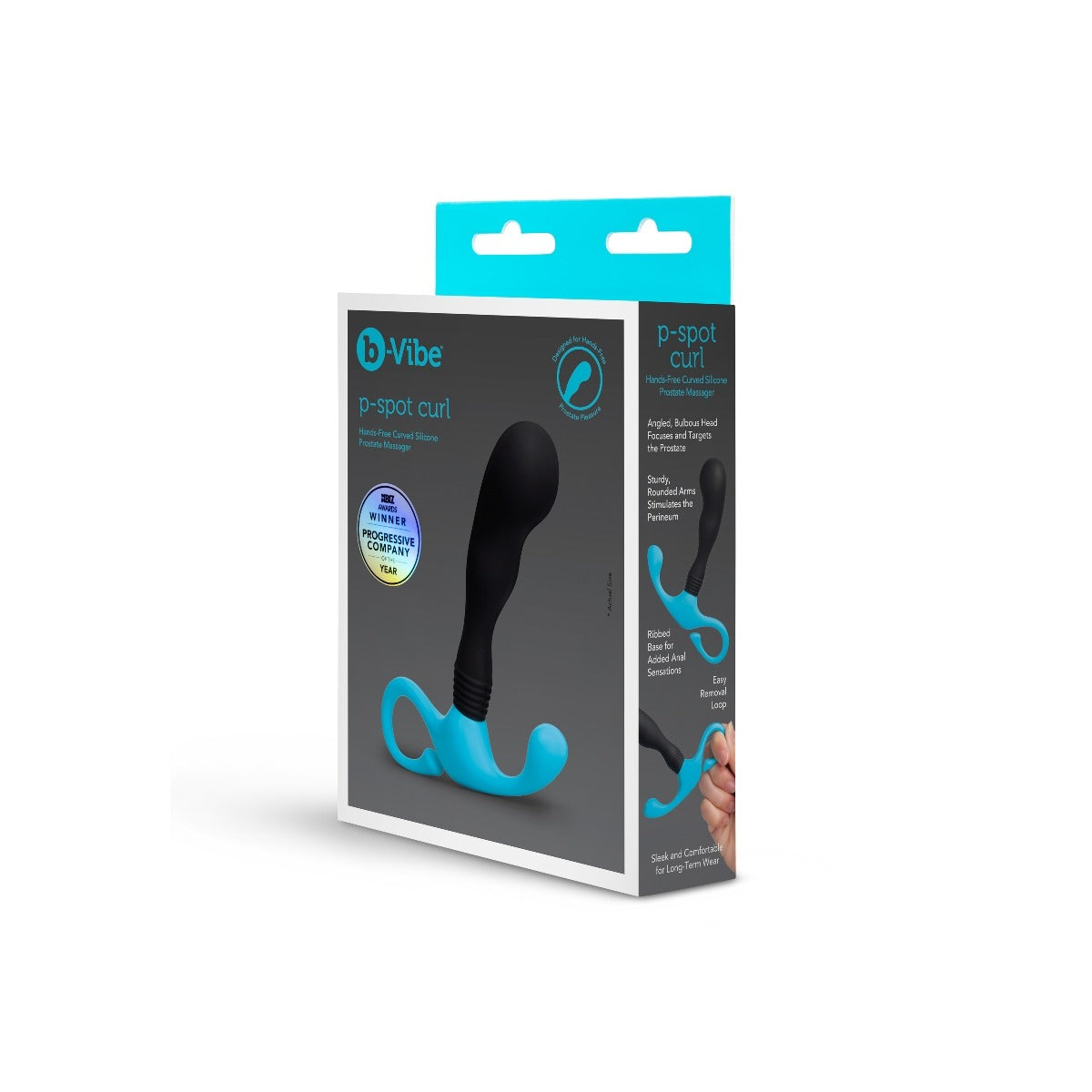 B-Vibe P-Spot Curl Hands-Free Curved Prostate Massager Black Blue