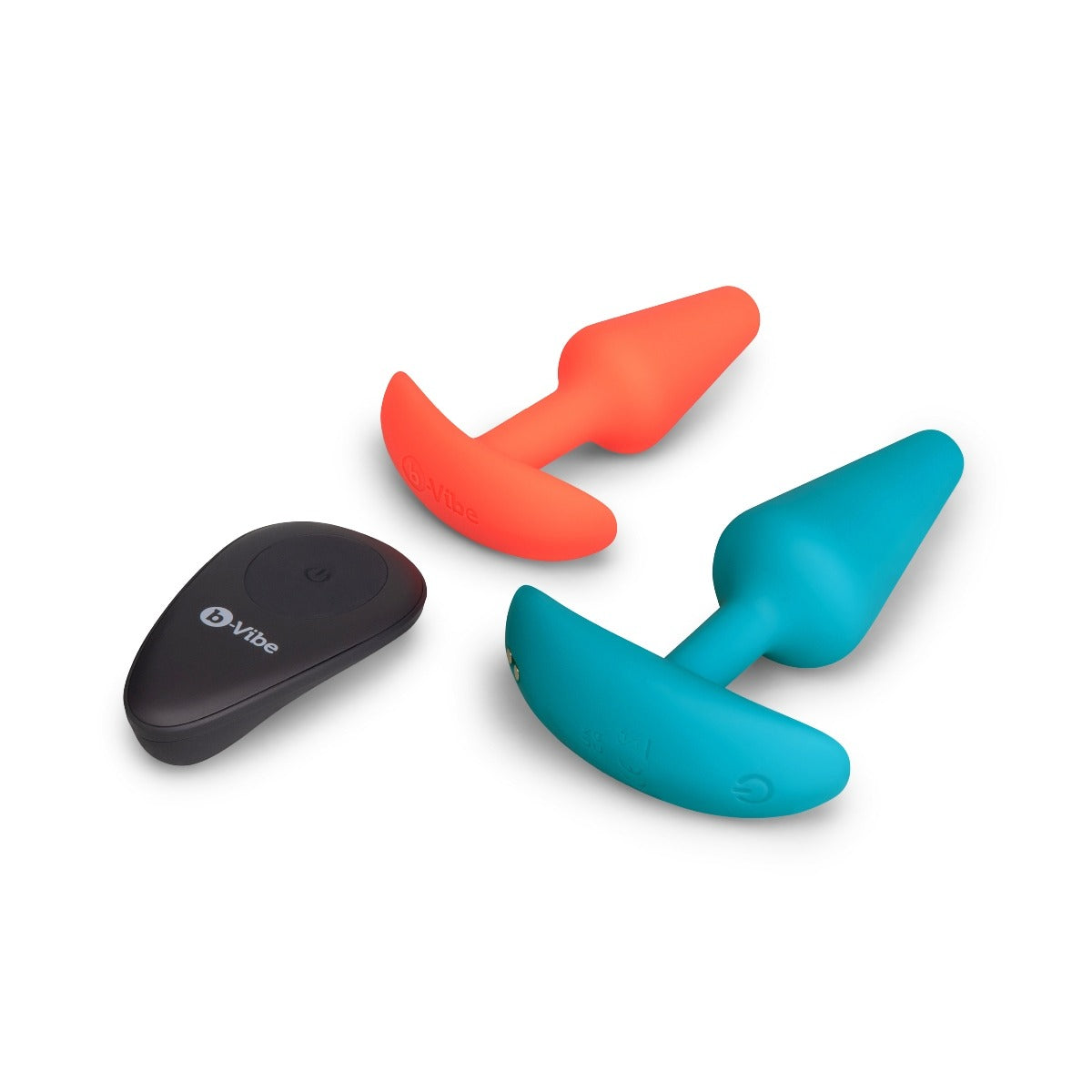 B-Vibe Anal Training 2 Piece Bundle Remote Control Butt Plugs Blue Orange